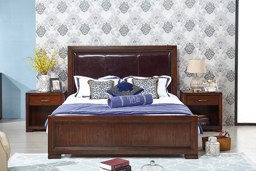 brady布雷迪 简约美式 进口白腊木 油腊皮床头 床