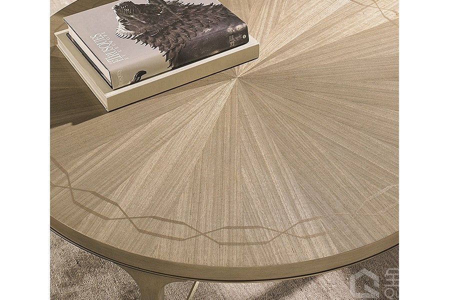 欧洲榉木框架 koto木皮 咖啡桌圆茶几茶桌